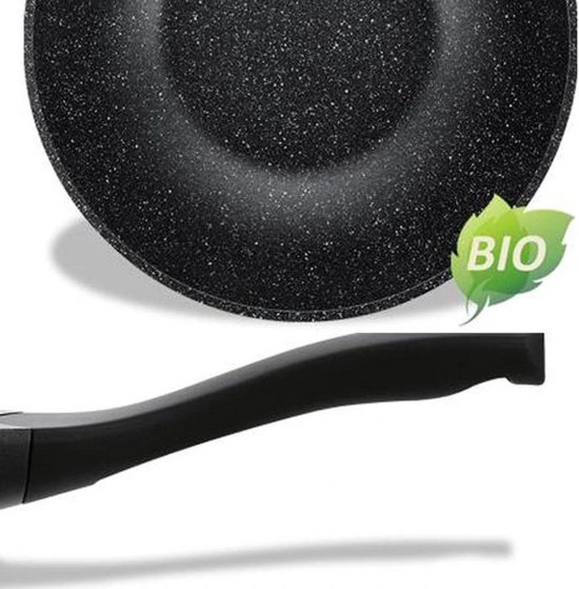 Luxe Swiss Wokpan - Ø 28 Cm - Marmeren Coating - Inductie - Met Glazen Deksel - Zwart 3 Luxe Swiss Wokpan - Ø 28 Cm - Marmeren Coating - Inductie - Met Glazen Deksel - Zwart - Afbeelding 3