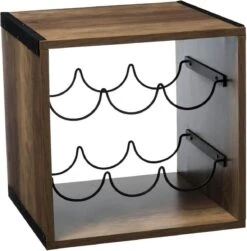 Houten Flessenrek/wijnrek Voor 6 Flessen 31 X 31 X 31 Cm Donkerbruin - Wijnfles Houder