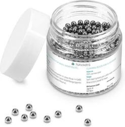 Navaris Schoonmaakparels Voor Glas - 1000 Stuks - Reinigingparels Voor Flessen En Karaffen - Roestvrijstalen Reinigingballetjes Voor Schoonmaken Glas