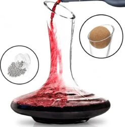 Luxwine - Decanteer Karaf Wijn - Wijnkaraf - 1.45L - Incl. Kurk - Incl. 1000 Schoonmaakparels - Decanter - Decanteer Karaf - Wijnkaraf - Wijn Decanteerder - Wijn Accessoires - Kerstcadeau