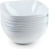4x Schalen/schaaltjes Vierkant Wit - 680 Ml - Ontbijt/snacks/sauzen Serveren - Herbruikbare Schaaltjes/kommetjes Van Plastic - Keukenbenodigdheden