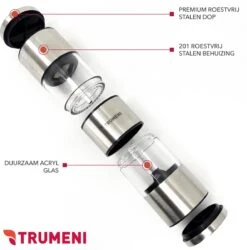 TRUMENI Dubbelzijdige Peper En Zoutmolen Set Inclusief Houder - Handmatige Pepermolen Met Instelbare Maalgraad - 2 Stuks Kruidenmolens -Kookgerei Koning Verkoop 1185x1200 10