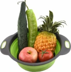 Inklapbare Vergiet - Opvouwbaar - Siliconen - Groot - Groen/Grijs - NIEUW MODEL !!! -Kookgerei Koning Verkoop 1186x1200 16