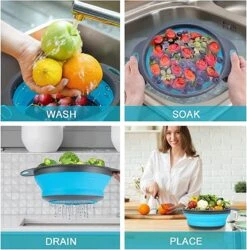 Royalty Line Vergiet Opvouwbaar - Keukenzeef - Vergieten & Zeven 2 Groot En 1 Klein - Keukengerei - Set Van 3 - Siliconen Vergiet - Inklapbare Zeef - Tuinzeef - BPA Vrij - Vaatwasbestendig - Hittebestendig - Makkelijk Opbergen - Rood/Groen/Blauw -Kookgerei Koning Verkoop 1187x1200 7