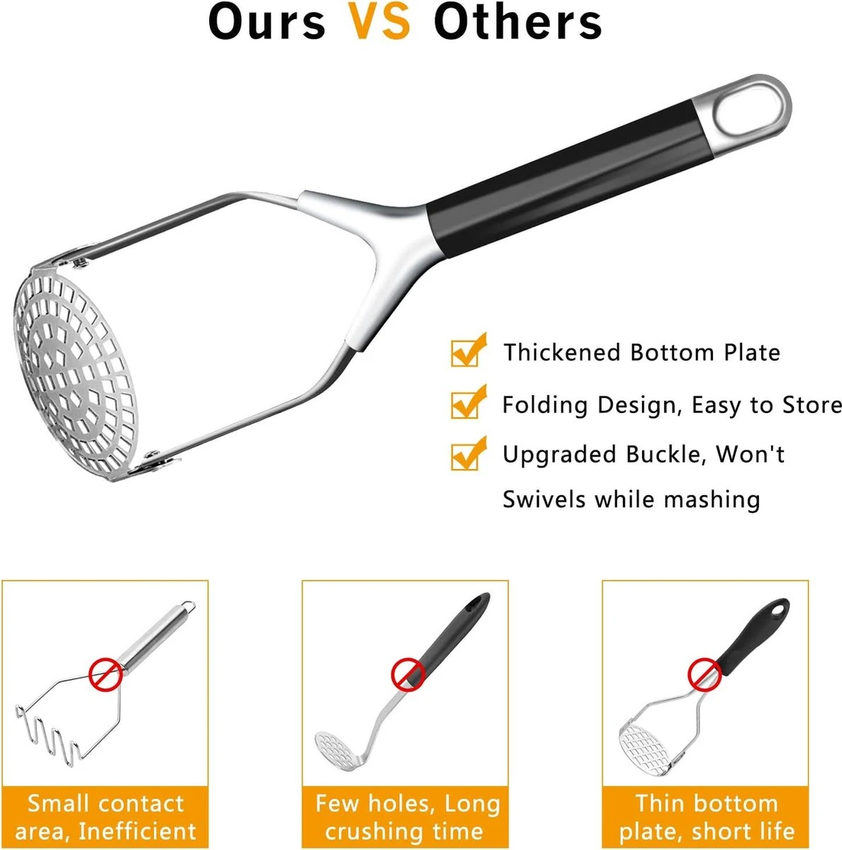 BOTC Aardappelstamper - Pureestamper - Stampot Stamper - Aardappelstamper - Opvouwbaar 4 BOTC Aardappelstamper - Pureestamper - Stampot Stamper - Aardappelstamper - Opvouwbaar - Afbeelding 4