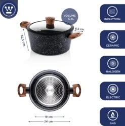 Westinghouse Kookpan/Braadpan Inductie - Ø 24 Cm - Zwart Marmer - Speciale Editie -Kookgerei Koning Verkoop 1190x1200 13