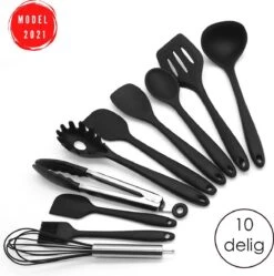 Merkloos Keukengerei Set - 10-delig - Anti-aanbak - Kookgerei Set - BBQ Accessoires - Grijs