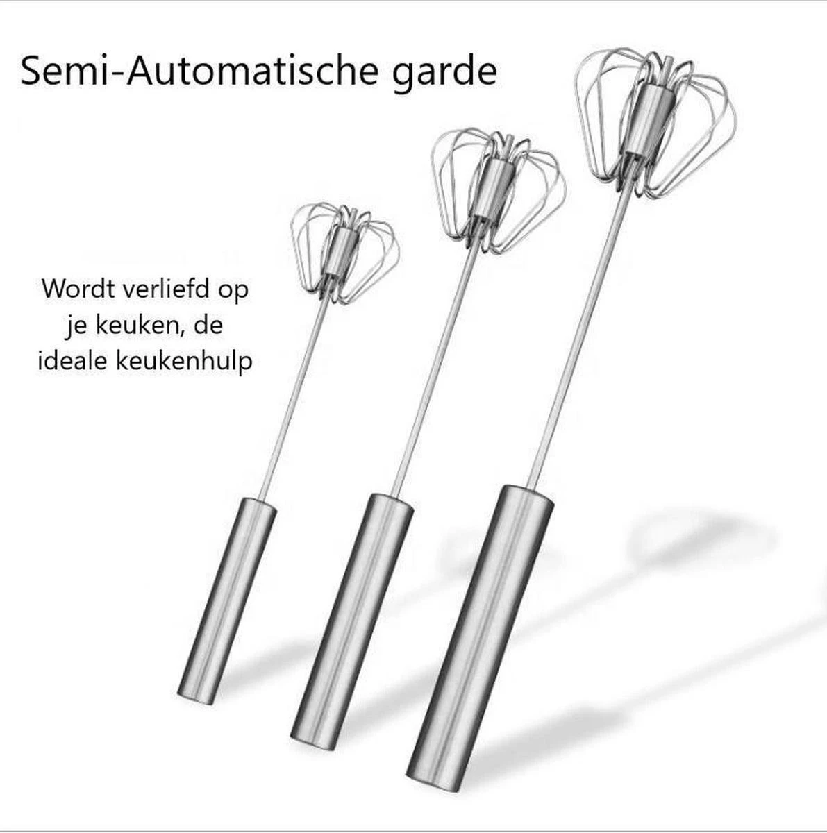 LOUZIR Semi Automatische Garde Van Roestvrij Staal - Beslag Klopper - Staafmixer - Mixer - Zilver 8 LOUZIR Semi Automatische Garde Van Roestvrij Staal - Beslag Klopper - Staafmixer - Mixer - Zilver - Afbeelding 8