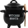 Something Different Soepkom Witches Broth Cauldron With Broom Spoon Zwart