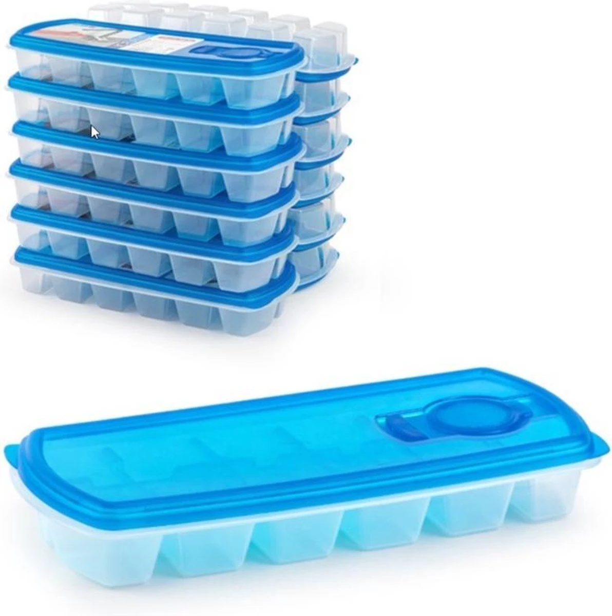 3x Ijsblokjes/ijsklontjes Vormen Met Deksel Blauw - 12 Stuks - Ijsblokjes/ijsklontjes Makers 2 3x Ijsblokjes/ijsklontjes Vormen Met Deksel Blauw - 12 Stuks - Ijsblokjes/ijsklontjes Makers - Afbeelding 2