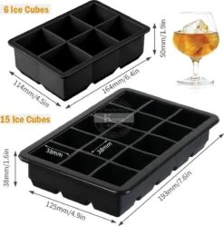 Buxibo - Luxe IJsblokvormen - Set Van 4 - Ice Cube Tray - 6 IJsblokken – IJsblokjes Vorm Met Deksel - Siliconen - Zwart -Kookgerei Koning Verkoop 1192x1200 7