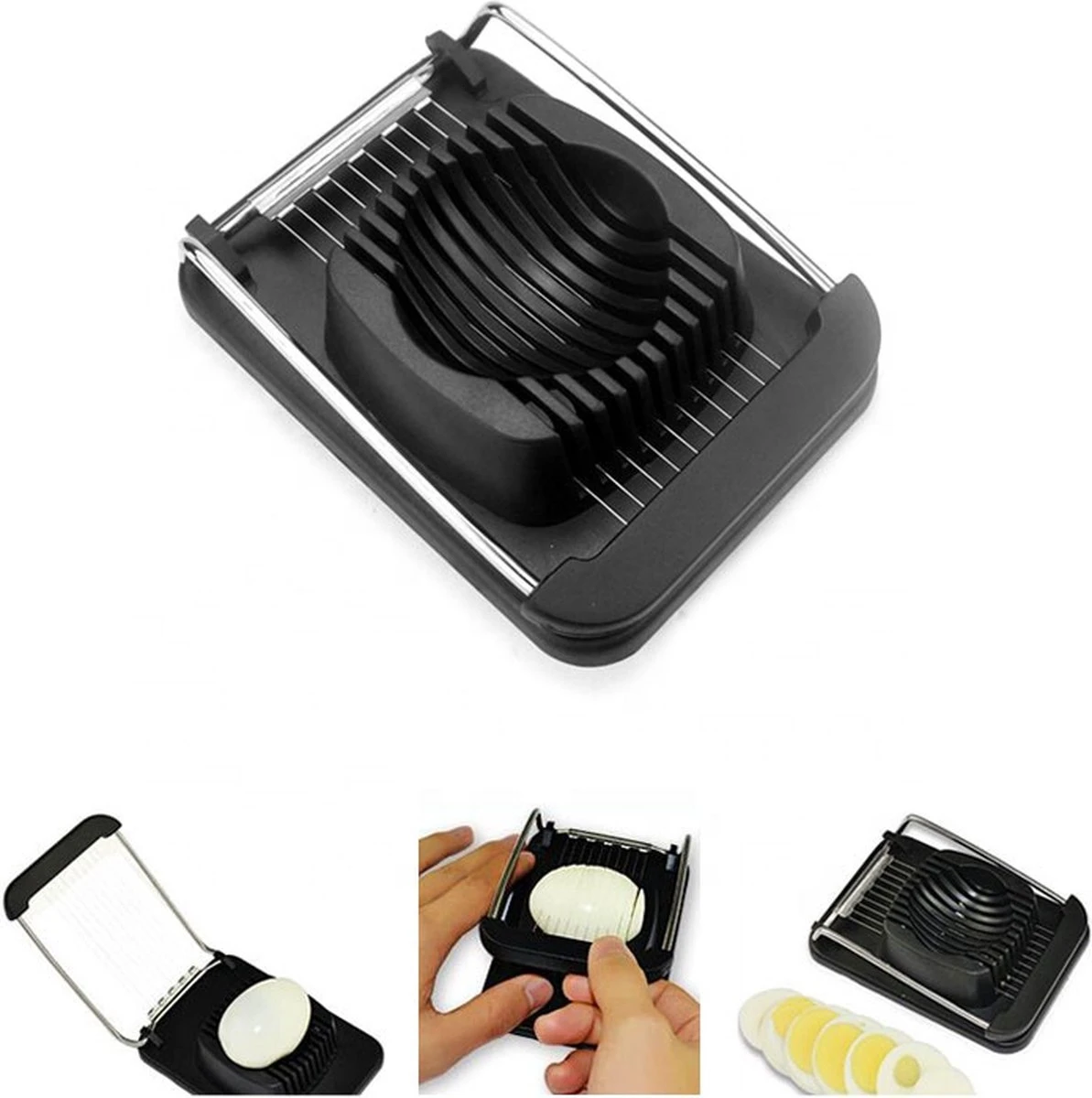 Eiersnijder, Roestvrij Staaldraad, Zwart, RVS, Vaatwasser Bestendig, Duurzaam, Keukengerei, Multifunctioneel, Geschikt Voor De Vaatwasser, Roest Vrij, Ei Snijder, Eierhouder, Kunststof, Metaaldraad, Vaatwasserbestendig, Multifunctionele Eiersnijder. 4 Eiersnijder, Roestvrij Staaldraad, Zwart, RVS, Vaatwasser Bestendig, Duurzaam, Keukengerei, Multifunctioneel, Geschikt Voor De Vaatwasser, Roest Vrij, Ei Snijder, Eierhouder, Kunststof, Metaaldraad, Vaatwasserbestendig, Multifunctionele Eiersnijder. - Afbeelding 4