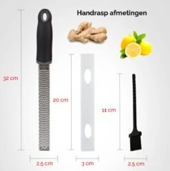 HGMD® Handrasp Lang - Rasp - Citroenrasp - Kaasrasp - Gemberrasp - Knoflookrasp - Smalle Lange Rasp - RVS Rasp - Inclusief Borstel -Kookgerei Koning Verkoop 1194x1200 14