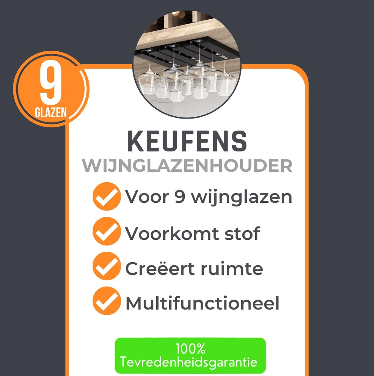 Keufens Wijnglazenhouder Matzwart | Voor 9 Wijnglazen | Wijnrek Hangend | Glazenrek | Wijnglazenrek | Glasophangrek | Wijnglasrek | Ophangrek Glazen | Bar Accessoires 2 Keufens Wijnglazenhouder Matzwart | Voor 9 Wijnglazen | Wijnrek Hangend | Glazenrek | Wijnglazenrek | Glasophangrek | Wijnglasrek | Ophangrek Glazen | Bar Accessoires - Afbeelding 2