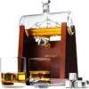 Whisiskey Whiskey Karaf - Luxe Whisky Karaf Set Zeilschip - 1L - Decanteer Karaf - Zeilboot - Whiskey Set - Incl. 4 Whiskey Stones, Schenktuit, Tap & 2 Whiskey Glazen - Peaky Blinders - Cadeau Voor Man & Vrouw