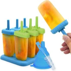 Perow Ijsvormpjes - 6 Stuks - Inclusief Gratis Trechter En Reinigingsborstel - BPA En Chemicaliën Vrij Silicone IJshouder - IJs Vorm Makers - 2 Kleuren - IJslolly Vormen