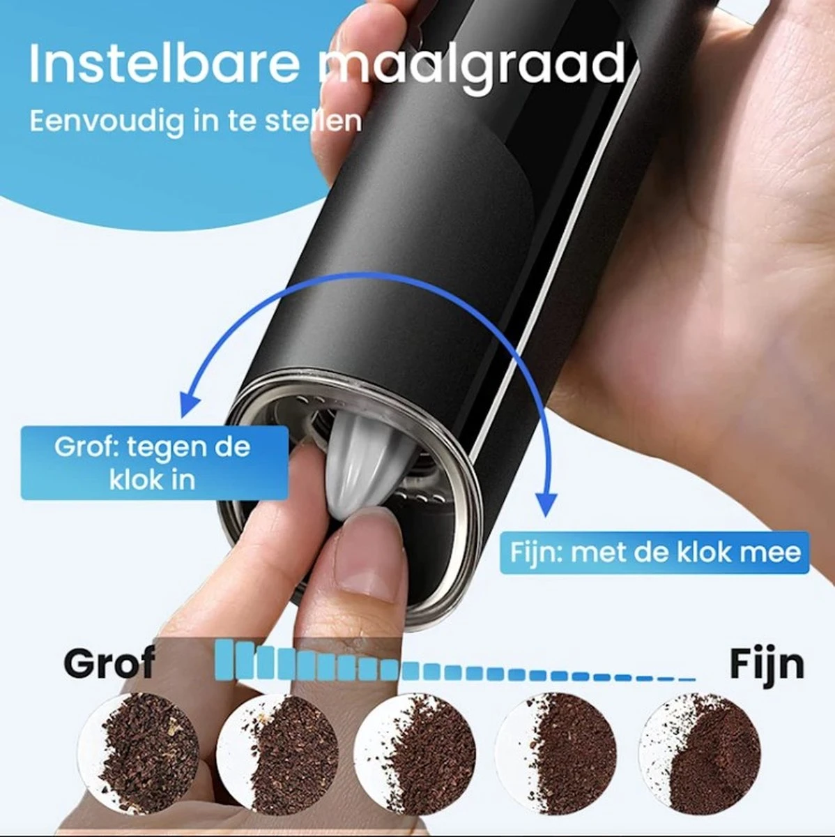 Goga Elektrische Pepermolen En Zoutmolen – Pepermolen – Zoutmolen – Verstelbaar – Zwart – Elektrisch – Kruidenmolen - Automatisch -Set Van 2 5 Goga Elektrische Pepermolen En Zoutmolen – Pepermolen – Zoutmolen – Verstelbaar – Zwart – Elektrisch – Kruidenmolen - Automatisch -Set Van 2 - Afbeelding 5