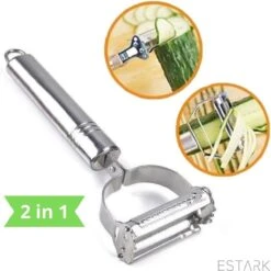 ESTARK® Dunschiller - Julienne & Groenteschiller - Groentesnijder - Uiensnijder - Spiraalsnijder - Juliennerasp - Juliennesnijder - Sliertensnijder - Multifunctionele Groenten Schiller Aardappel Schiller - Dunschiller RVS 29 ESTARK® Dunschiller - Julienne & Groenteschiller - Groentesnijder - Uiensnijder - Spiraalsnijder - Juliennerasp - Juliennesnijder - Sliertensnijder - Multifunctionele Groenten Schiller Aardappel Schiller - Dunschiller RVS -Kookgerei Koning Verkoop 1198x1200 41