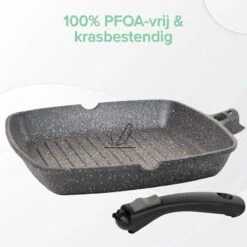 Coninx Grillpan 28CM - Steakpan - Afneembare Handgreep - PFAS-vrij - Grijs -Kookgerei Koning Verkoop 1198x1200 76