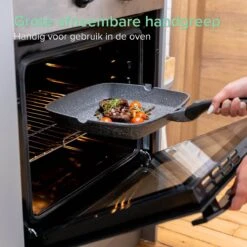 Coninx Grillpan 28CM - Steakpan - Afneembare Handgreep - PFAS-vrij - Grijs -Kookgerei Koning Verkoop 1198x1200 77