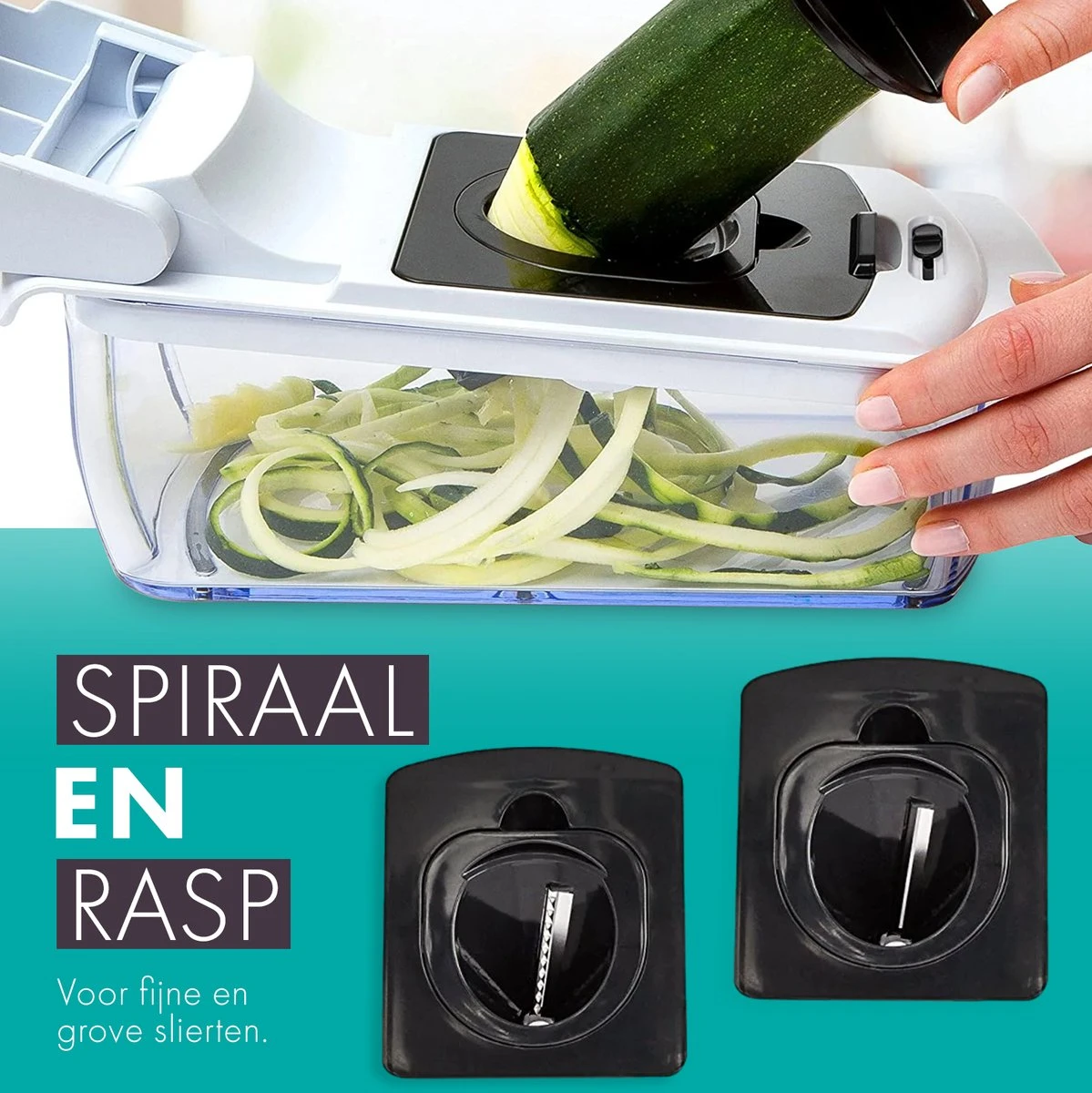 Cavos - Multifunctionele Groentesnijder - Mandoline - Uiensnijder - Frietsnijder - Rasp - Vlijmscherp - BPA-vrij 2 Cavos - Multifunctionele Groentesnijder - Mandoline - Uiensnijder - Frietsnijder - Rasp - Vlijmscherp - BPA-vrij - Afbeelding 2