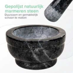 Coninx Vijzel - Mortier Met Stamper - Kruidenstamper - Ø15 X H8CM - Zwart Marmer Gepolijst -Kookgerei Koning Verkoop 1199x1200 20
