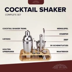 Nimma® Cocktail Shaker Set - Incl. Stamper En E-Book - Cocktailshaker Houder - 13 Delige Cocktailset - RVS - 750ML -Kookgerei Koning Verkoop 1199x1200 30