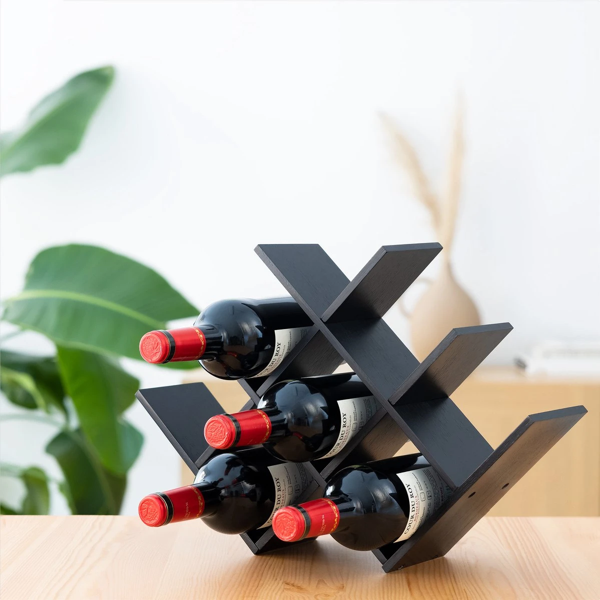 Navaris Bamboe Wijnrek 8 Sleuven - Houten Wijnstandaard Voor Het Organiseren En Bewaren Van Flessen - Zwart 2 Navaris Bamboe Wijnrek 8 Sleuven - Houten Wijnstandaard Voor Het Organiseren En Bewaren Van Flessen - Zwart - Afbeelding 2