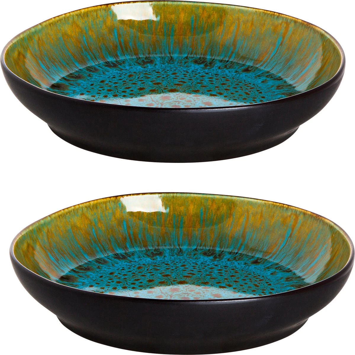 Palmer Bord Diep Lotus 21 Cm Zwart Turquoise Stoneware 2 Stuk(s) 8 Palmer Bord Diep Lotus 21 Cm Zwart Turquoise Stoneware 2 Stuk(s) - Afbeelding 8