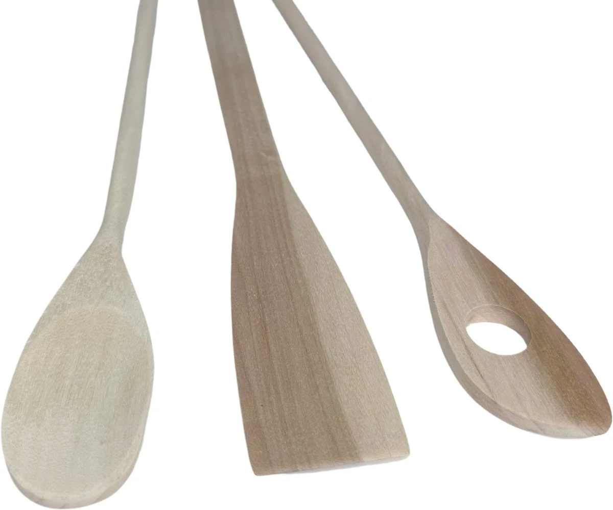 3BMT Spatels Set Van 3 - Pollepel Hout 3 3BMT Spatels Set Van 3 - Pollepel Hout - Afbeelding 3