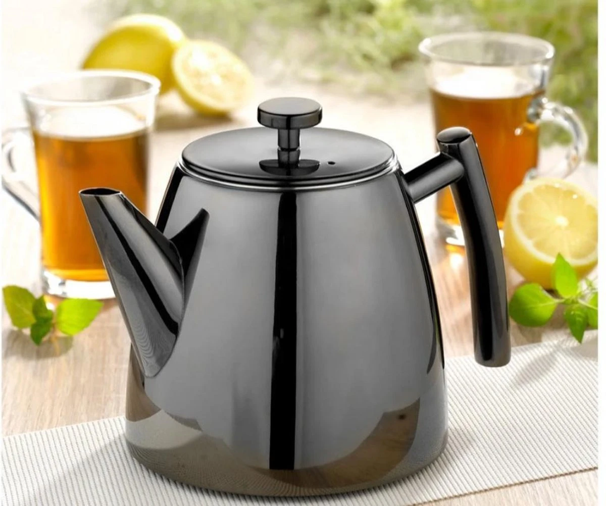 Vaja® Theepot Juliette Met Filter - Dubbelwandig -Theekan 1.0L - Glimmend Zwart 8 Vaja® Theepot Juliette Met Filter - Dubbelwandig -Theekan 1.0L - Glimmend Zwart - Afbeelding 8