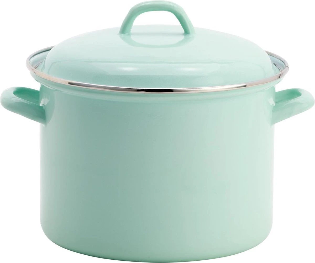 Lite-Body Soeppan / Stamppotpan Met Deksel - Ø 22 Cm/ 6ltr - Emaille - Mintgroen 1 Lite-Body Soeppan / Stamppotpan Met Deksel - Ø 22 Cm/ 6ltr - Emaille - Mintgroen