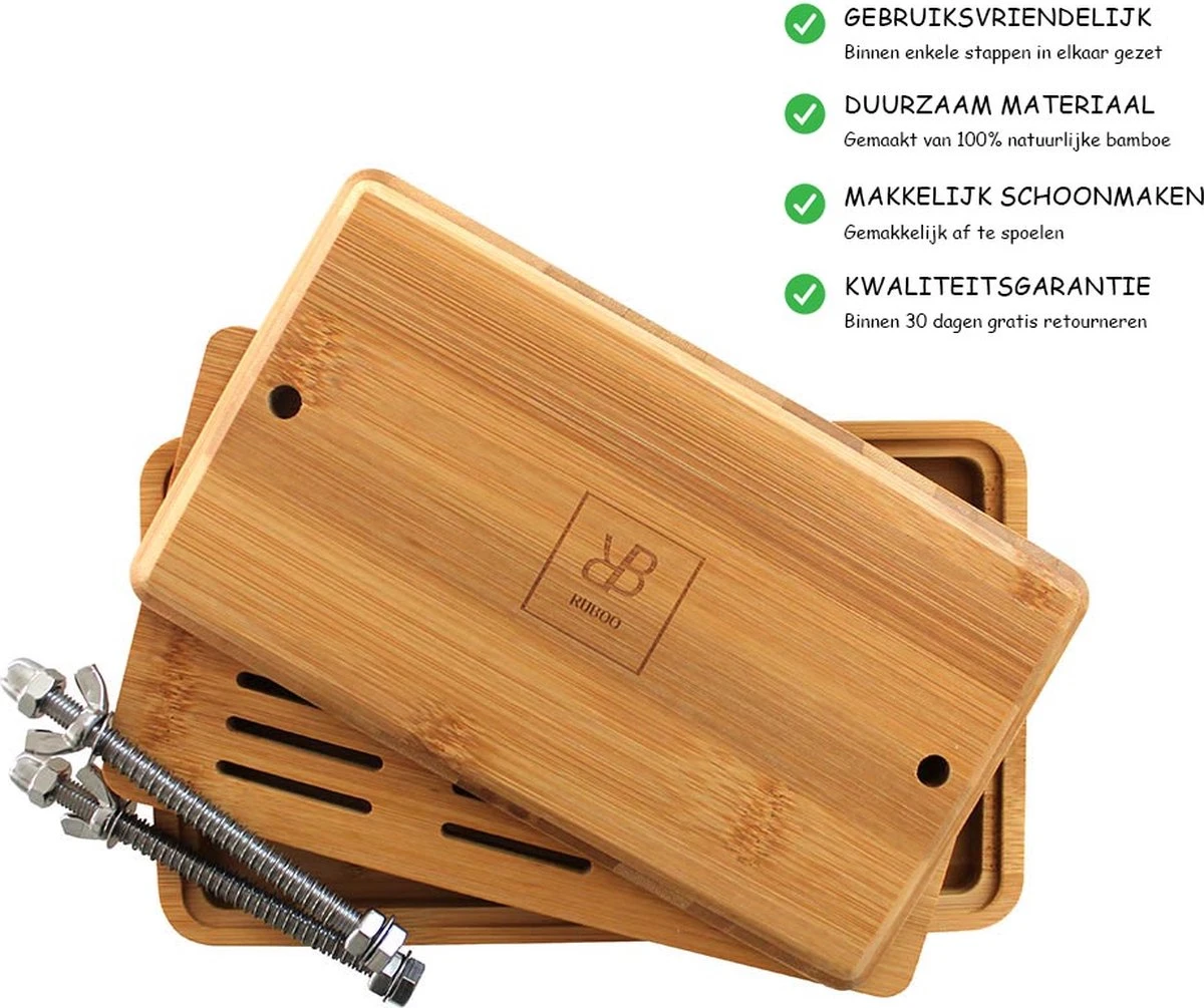 Ruboo Tofu Pers - Bamboe Tofu Pers - Tofupers - Vegan Tofu Press - Vegetarisch 2 Ruboo Tofu Pers - Bamboe Tofu Pers - Tofupers - Vegan Tofu Press - Vegetarisch - Afbeelding 2