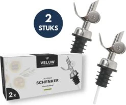 Veluw Olijfolie Schenktuit Voor Fles - Olijfolie Schenker - RVS ( 2 Stuks )