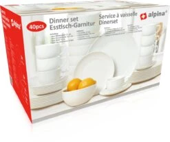 Alpina Tafelservies - Serviesset 40-delig - 8 Persoons - Vaatwasserbestendig - Geschikt Voor Magnetron - Wit -Kookgerei Koning Verkoop 1200x1005 3