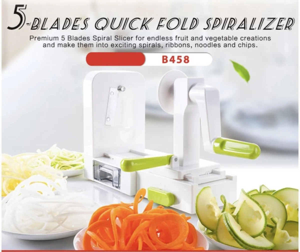 Merkloos Premiumful ® - Multifunctionele Spiraalsnijder Met Zuignap - Inclusief 5 Verschillende Snijbladen - Opvouwbaar - BPA Vrij 8 Merkloos Premiumful ® - Multifunctionele Spiraalsnijder Met Zuignap - Inclusief 5 Verschillende Snijbladen - Opvouwbaar - BPA Vrij - Afbeelding 8