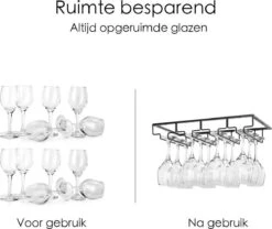 Merkloos Ophangrek Wijnglazen - Wijnrek - Ophangrek - Glazenrek - Wijn Glas Rek - Wijnglas Houder - Wijnglazenhouder - Wijnglazen Organizer - Glasophangrek - Wijnglas Rek - Bar, Keuk - Zwart -Kookgerei Koning Verkoop 1200x1010 4