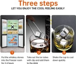 BOTC RVS Whiskey Stones Set - 9 Delig Whisky Stenen Met Ijs Tang - Herbruikbare Ijsblokjes - Metalen Ice Cubes Herbruikbaar -Kookgerei Koning Verkoop 1200x1011 6