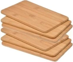Merkloos Set Van 6x Houten Bamboe Serveer Planken / Snijplanken / Broodplanken 22 X 14 Cm - Snijplanken / Serveerplanken
