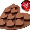 Merkloos Ijsblokjes Vorm - Hart Chocoladevorm - Siliconen Bakvorm - 10 Hartjes - Mal Voor Muffin En Cupcakes - Hartvorm - Ijsblokjeshouder Hartjes - Bruin