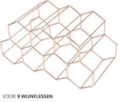 Wijnrek Hexagon 9 Flessen | Flessenrek | Wijn Accessoires | Wijnkast | Wijnrek Metaal | Wijnrekken | Wijnfleshouder | Wijnhouder | Rosé Goud -Kookgerei Koning Verkoop 1200x1018 17