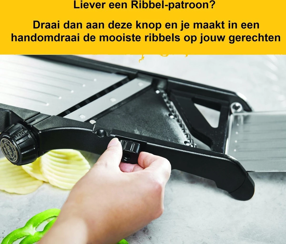Mandoline - Vlijmscherp - Keukensnijder – Groentesnijder – Incl. Anti Snij Handschoenen En Snij Hulp - Qwality 2 Mandoline - Vlijmscherp - Keukensnijder – Groentesnijder – Incl. Anti Snij Handschoenen En Snij Hulp - Qwality - Afbeelding 2
