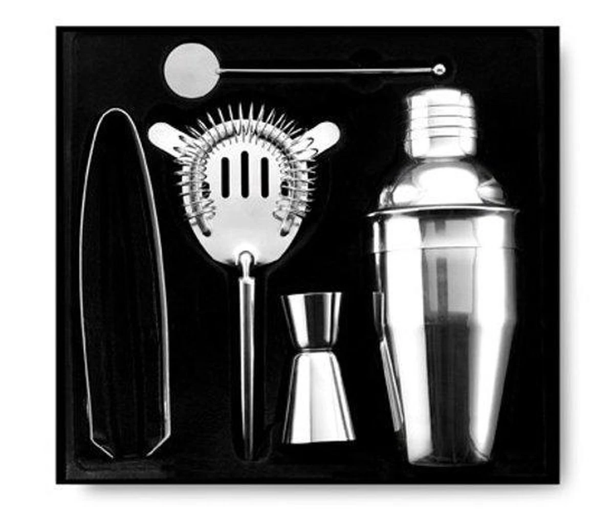 MaxxHome Cocktailset - Cocktailshaker - Cocktail Set - Maatbeker - Ijstang - Klopper - Lepel - RVS - 5 Delig 2 MaxxHome Cocktailset - Cocktailshaker - Cocktail Set - Maatbeker - Ijstang - Klopper - Lepel - RVS - 5 Delig - Afbeelding 2