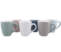 Koffiekopjes Set Van 6 - 15cl - Pastel - Aardewerk - Roze - Donker Blauw - Licht Blauw - Wit - Grijs - Groen - Bestel 1 Krijg Er 3 Gratis