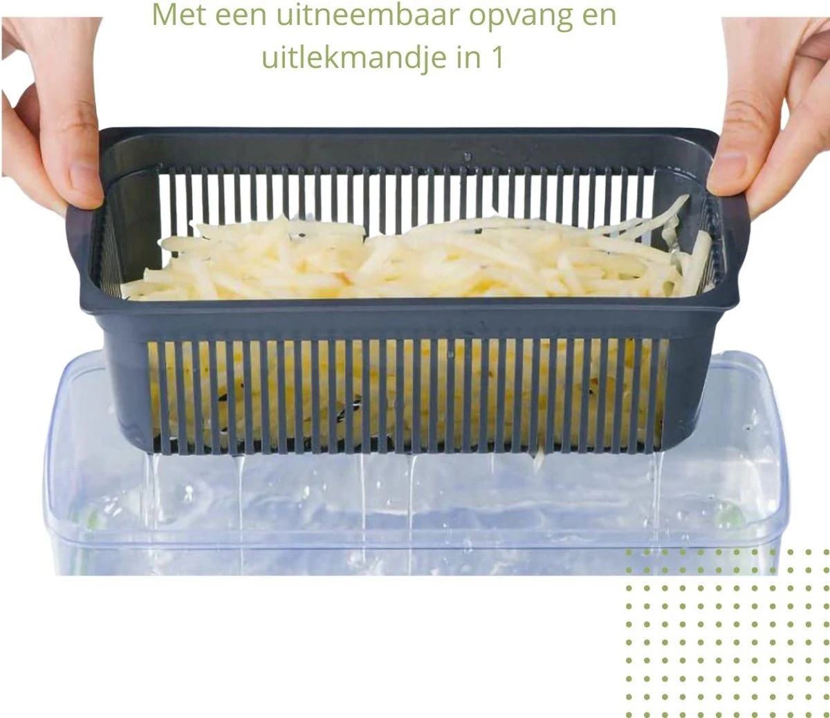 Bymouna - Groentesnijder - Uiensnijder - Spiraalsnijder - Frietsnijder - Rasp - Instelbaar - Kunststof - BPA Vrij - Mandoline Keukensnijder - Alles Snijder - Chopper - Multifunctionele Groentesnijder - 14 Delig 11 Bymouna - Groentesnijder - Uiensnijder - Spiraalsnijder - Frietsnijder - Rasp - Instelbaar - Kunststof - BPA Vrij - Mandoline Keukensnijder - Alles Snijder - Chopper - Multifunctionele Groentesnijder - 14 Delig - Afbeelding 11