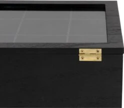 Merkloos Theekist - Zwart - Hout 9-Vaks - Glazen Deksel - Theedoos -Kookgerei Koning Verkoop 1200x1045 11