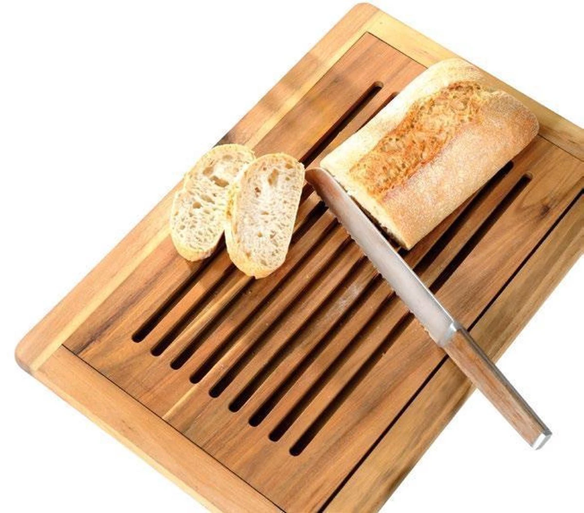 FSC Acacia Houten Broodsnijplank + Kruimelvanger | Broodplank Hout Met Brood Kruimel Opvangbak | Brood Snijplank Met Rooster | Snijplank Voor Brood | Afm. 47,5 X 32 X 2 Cm. 3 FSC Acacia Houten Broodsnijplank + Kruimelvanger | Broodplank Hout Met Brood Kruimel Opvangbak | Brood Snijplank Met Rooster | Snijplank Voor Brood | Afm. 47,5 X 32 X 2 Cm. - Afbeelding 3