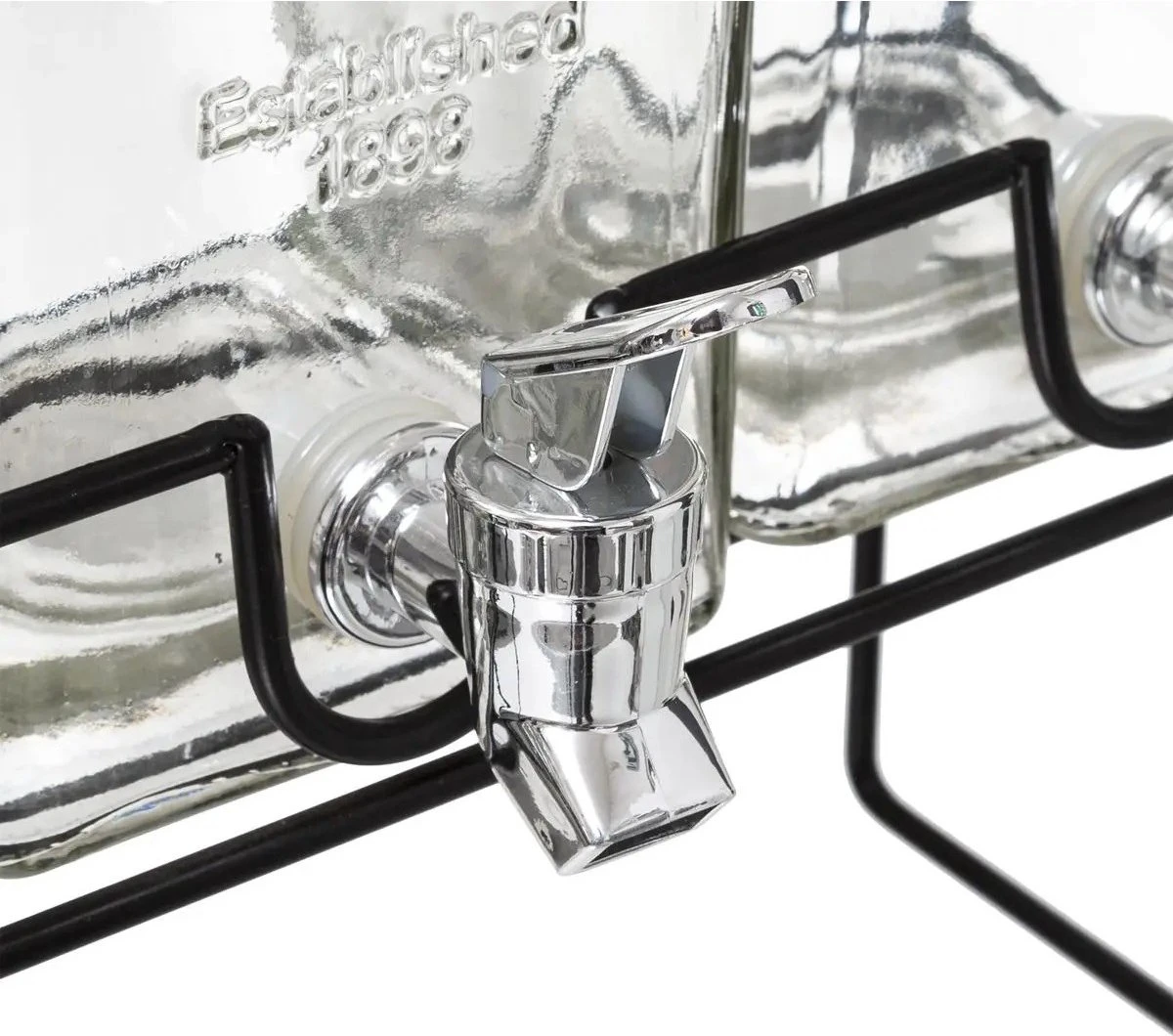 Set Van 3x Stuks Glazen Drank Dispensers 1,5 Liter In Houder Met Metalen Kraantje - Sapdispenser - Drankdispenser 2 Set Van 3x Stuks Glazen Drank Dispensers 1,5 Liter In Houder Met Metalen Kraantje - Sapdispenser - Drankdispenser - Afbeelding 2