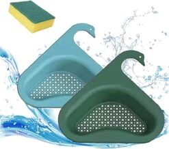 Merkloos Kunststof - Vergiet - Blauw - Driehoek - Zeef - Spoelbak - Gootsteen - Zwaanvorm - Lange Haak -Kookgerei Koning Verkoop 1200x1060 7