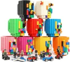 Merkloos Build On Brick Mug - Licht Blauw - 350 Ml - Bouw Je Eigen Mok Met Bouwsteentjes - BPA Vrije Drinkbeker Cadeau Voor Kinderen Of Volwassenen - Koffie Thee Limonade Of Andere Dranken - Pennenbeker - Creatief Accessoire Voor Op Bureau -HnD -Kookgerei Koning Verkoop 1200x1062 1